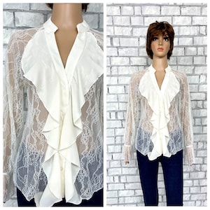 poet blouse M womens blouse ivory Ruffle blouse ivory blouse Ruffle shirt boho shirt classic blouse pirate blouse poet shirt evening blousE