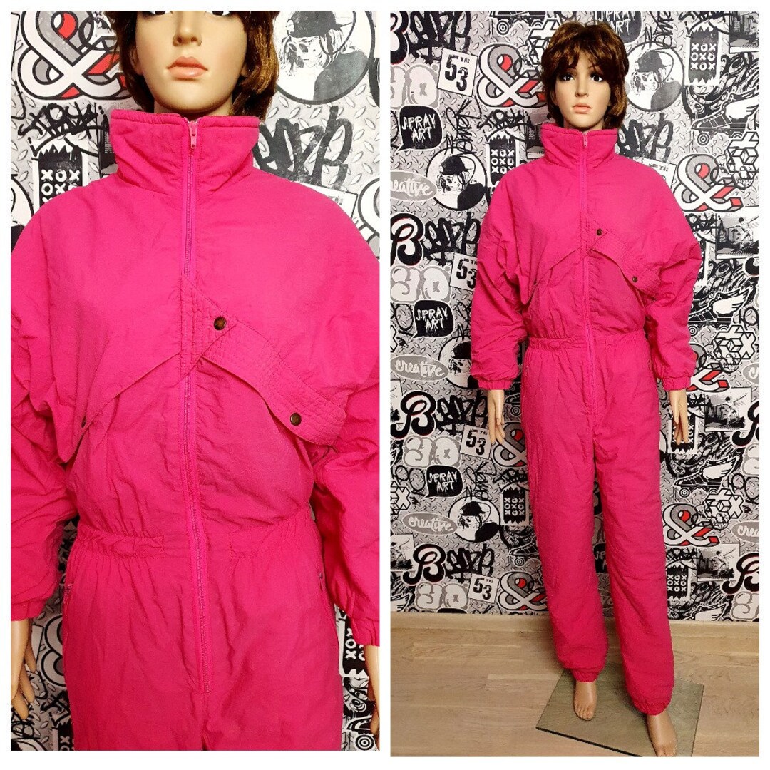 Overall Pink Ski Suit S Womens Ski Suit Womens Clothing Etsy