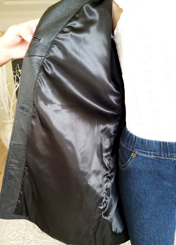 black leather coat womens Leather coat Leather tr… - image 3