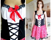 womens pirate Costume ADULT pirate dress pirate Clothing halloween Clothing halloween costume cosplay fancy dress skull dress M