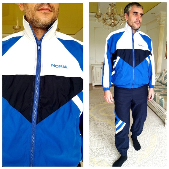 NOKIA sport suit Mens track suit M vintage White b