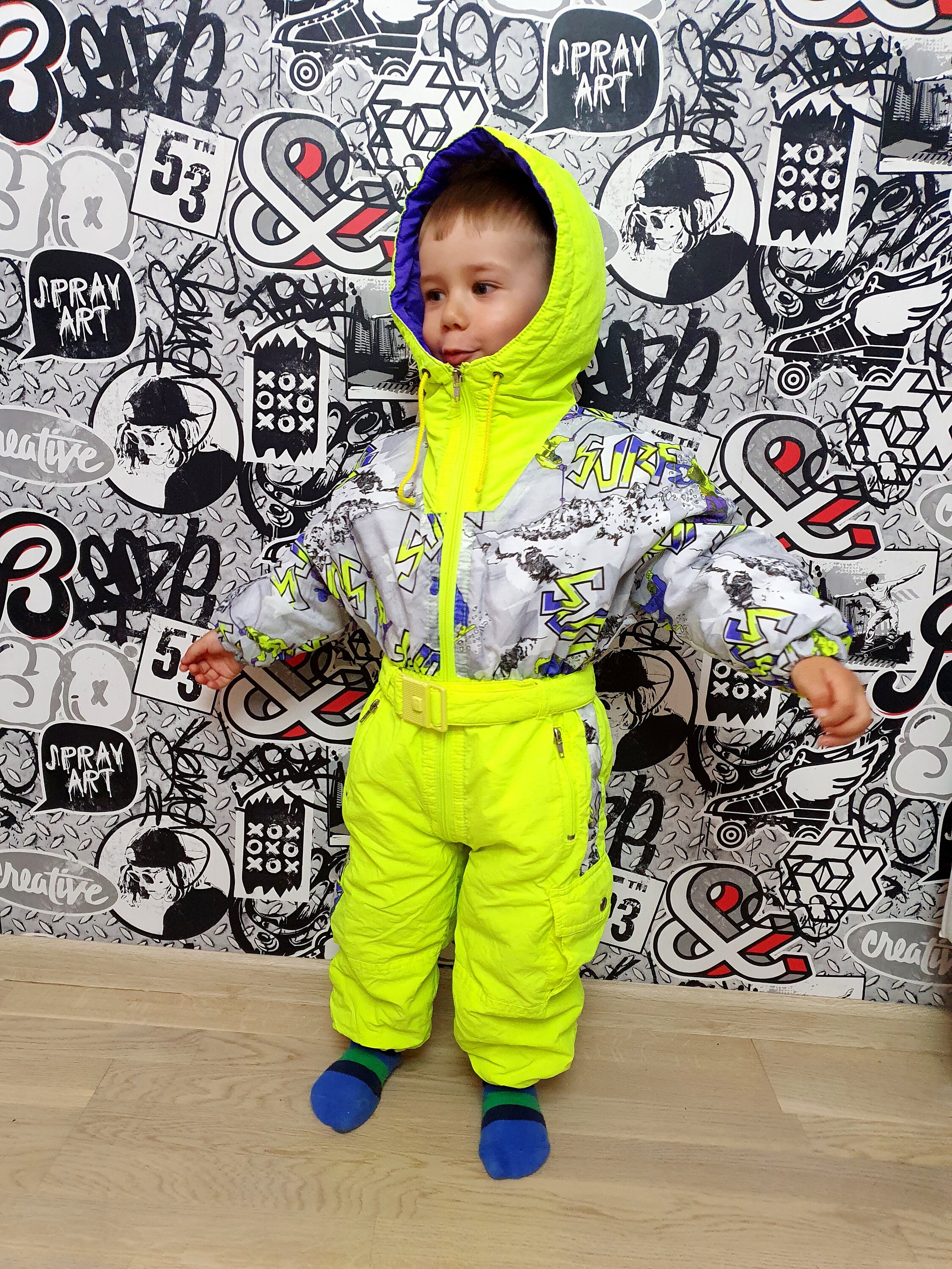 2T Baby Ski Suit Neon Ski Suit Kid Ski Suit Mountain Clothing Etsy