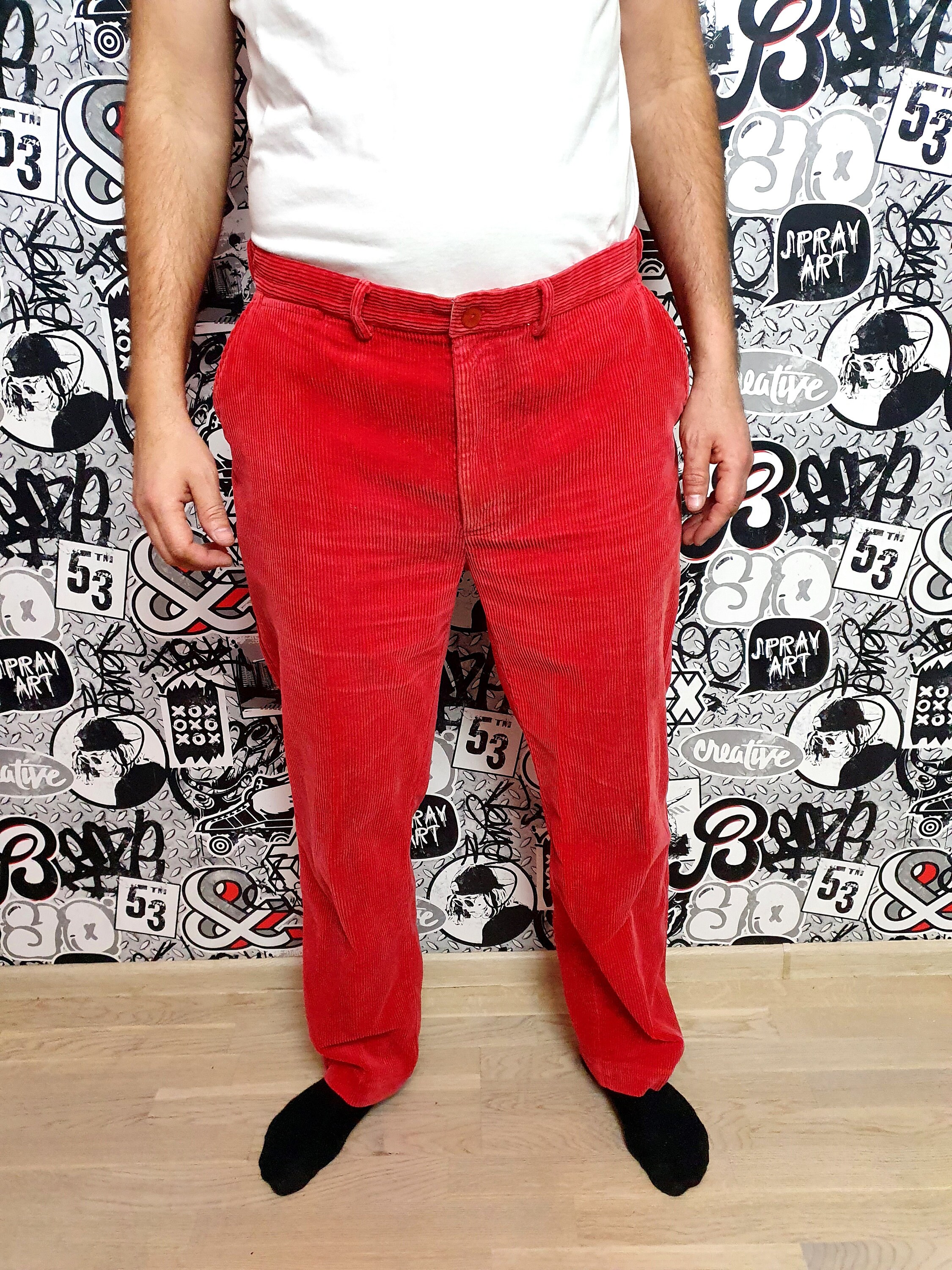 Mens Pants Mens Corduroy Pants XL Red Pants Red Corduroy Pants Etsy