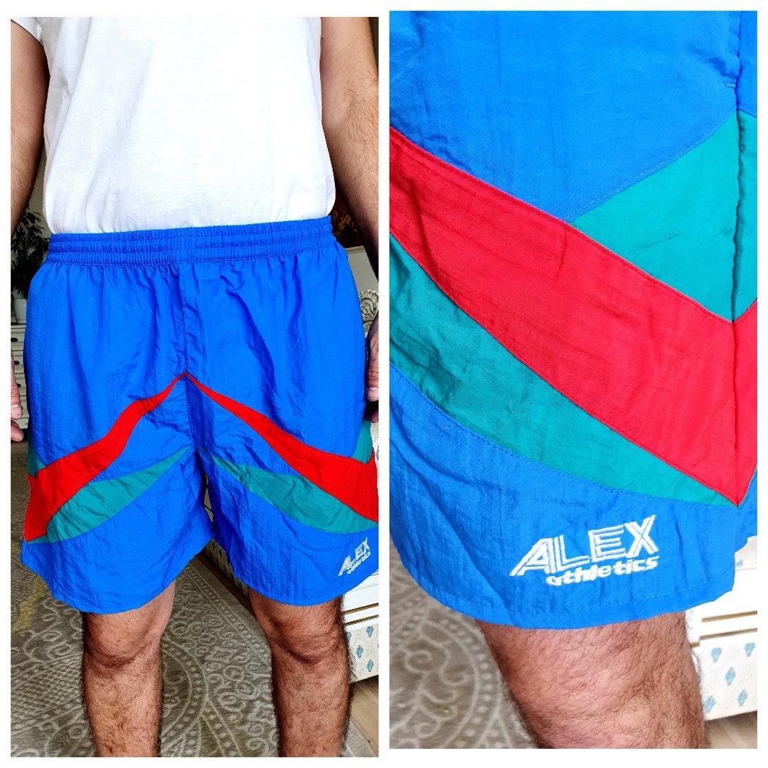 Blue Shorts 80's Mens Swim Shorts Mens Beach Shorts Vintage Summer
