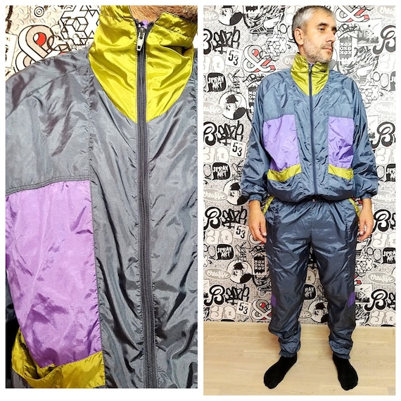 gray track suit L Mens track suit colorful sport s