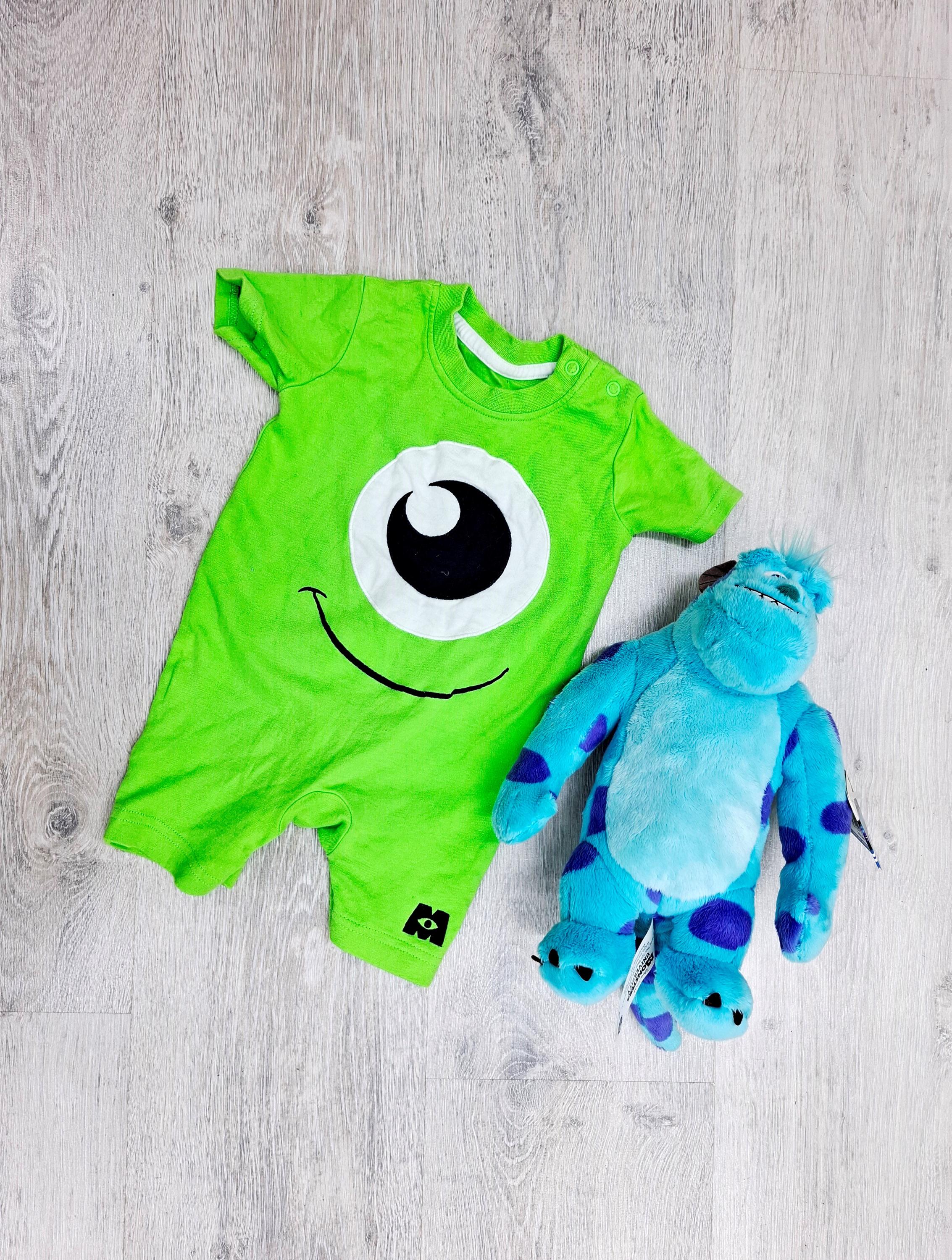 3-6 months green playsuit romber Sully Monsters inc Mike Wazowski romber  Kids Baby Romper vintage Kids Baby Onesie  Bodysuit