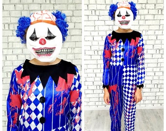 kids clown Costume party clown Clothing halloween Clothing boys halloween costume children costume clown cosplay Rainbow clown jumpsuit