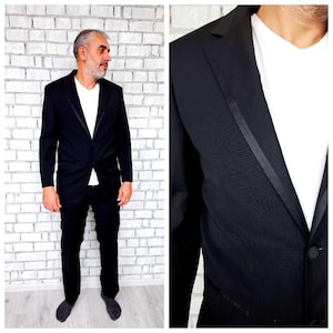 HUGO BOSS Mens suit Vintage Mens wedding suit M/L retro suit mens black suit Mens pants Suit trousers Suit wool suit Evening Suit party suit