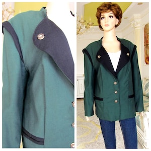 Bavarian Clothing Folk Clothing button jacket green wool jacket wool blazer Austrian Blazer trachten jacket Dirndl jacket l Loden Jacket