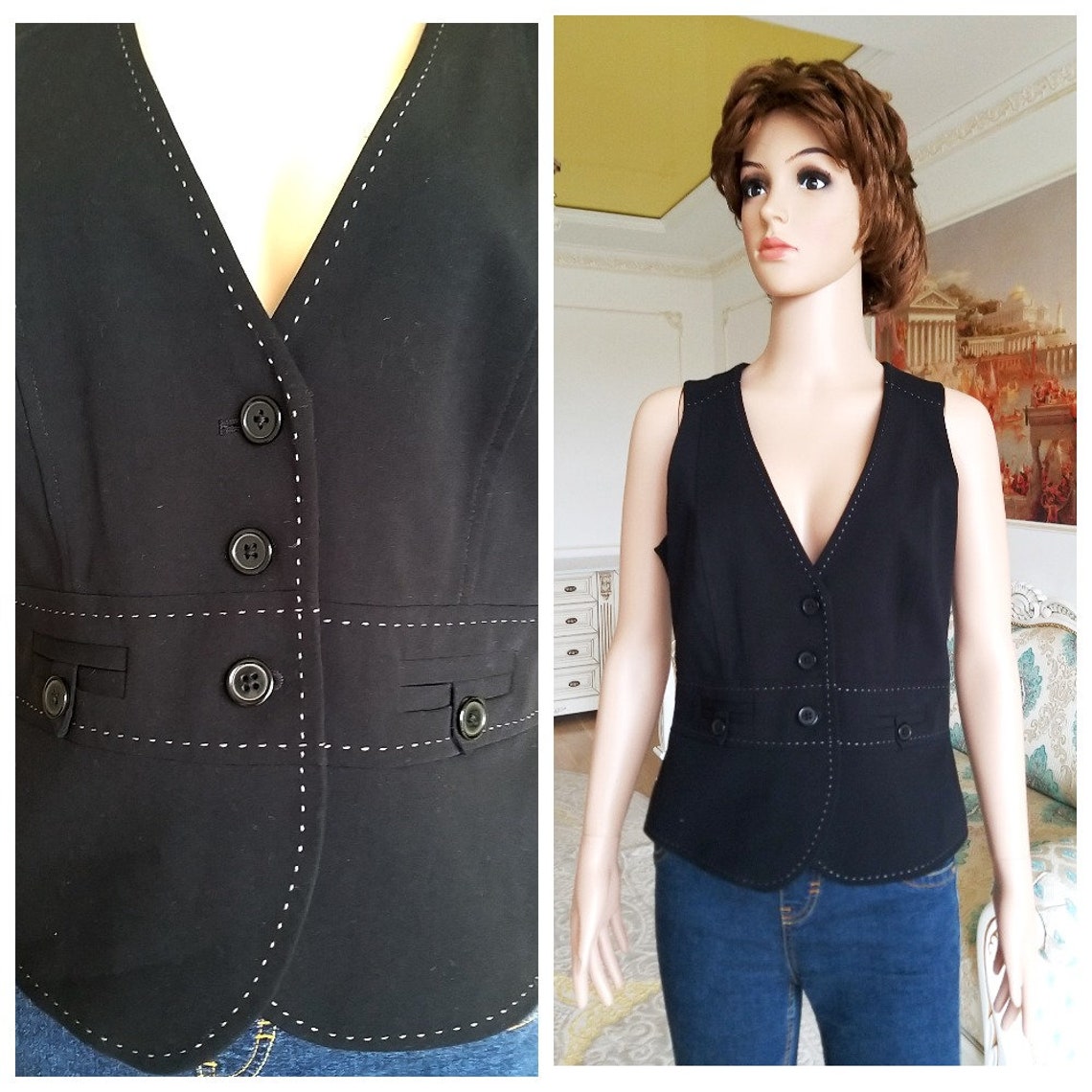 Vest Steampunk High Collar Black main image 0