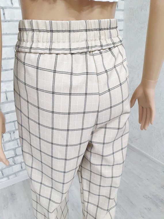 Beige Plaid Pants M/L Womens Plaid Pants Retro Pants Womens Beige Plaid Pants M/L Womens Plaid Pants Retro Pants Womens