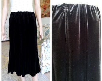 Long black skirt black velvet skirt Witch skirt  womens skirt Edwardian skirt Victorian skirt Long skirt retro skirt M  goth skirt