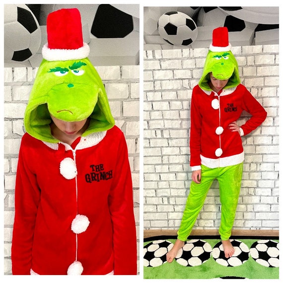 14-15 Years Cosplay Grinch Costume Pajamas Sleepwear Halloween