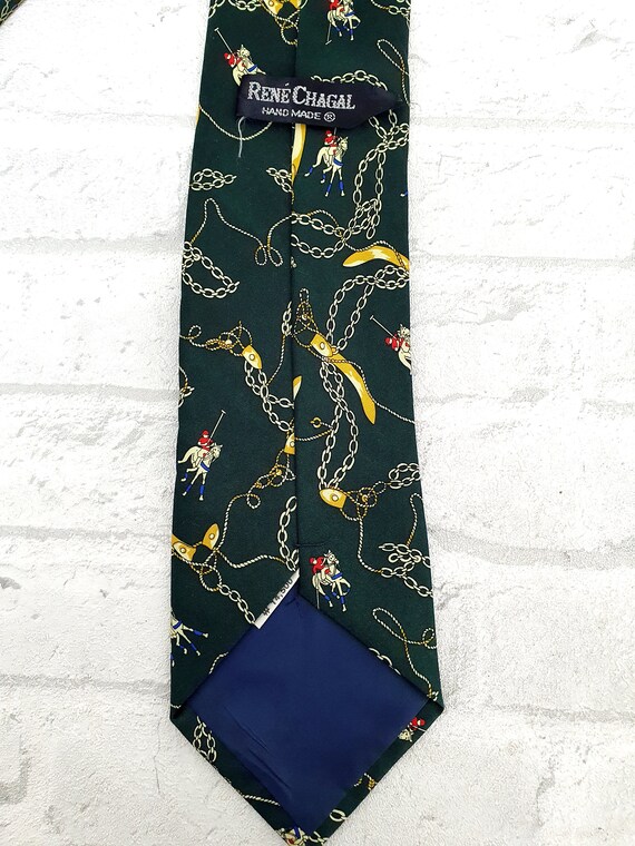 Green tie silk tie animal tie animal Necktie hors… - image 4