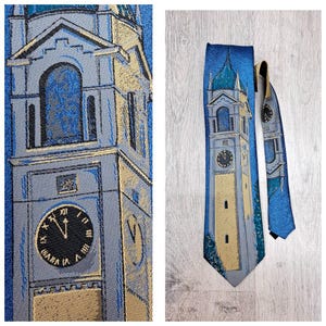 Big Ben print tie  Necktie London print tie collectible tie London Necktie City tie  novelty tie statement tie mens tie