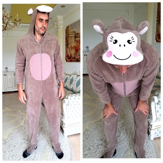 ADULT Cosplay Monkey Costume Halloween Costume Monkey Kigurumi Monkey Pajamas Sleepwear Jumpsuit Romper Animal Onesie L Etsy
