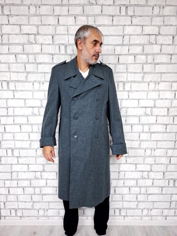 Mens military style wool coat best sale