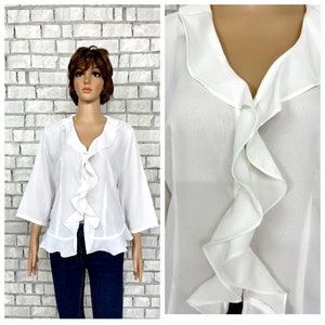 Camicia bianca con volant camicetta poeta Camicetta da donna XL Camicetta bianca Camicia con volant camicia boho camicetta classica camicetta pirata camicia poeta camicetta da sera