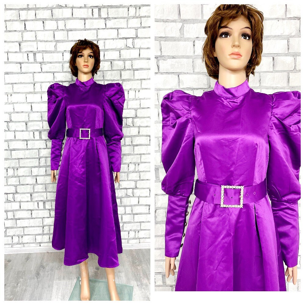 womens dress S puffy sleeve dress Party Dress purple dress Romantic dress Bridesmaid dress prom dress retro dress cocktail dress