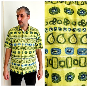 neon green shirt mens shirt  avocado shirt summer shirt kiwi  shirts boho shirts hippie shirts short sleeve shirts beach shirts XL