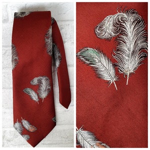 wedding tie gift for Him Mens Necktie groom tie cartoon brown necktie feathers print tie feathers Necktie brown tie groomsmen tie Mens tie