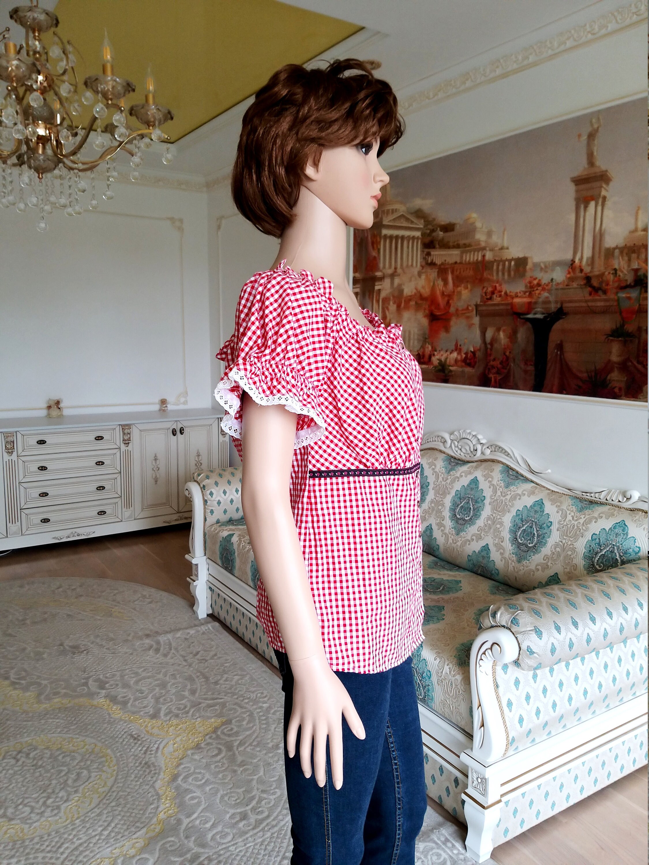 Gangu Red Chintz Blouse