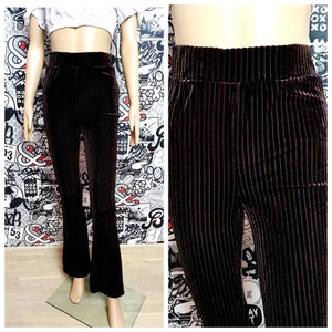 Brown pants S Brown velvet pants bell bottoms flare pants yoga pants  festival pants stretch pants velvet Leggings vintage