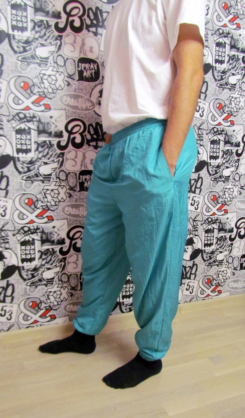 mint green pants sport pants Mens track pants shell pants athletic pants athletic trousers track suit pants sport windbreaker trousers L