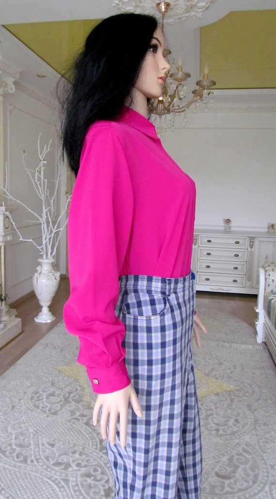 80s pink blouse long sleeve Blouse Victorian Blou… - image 8