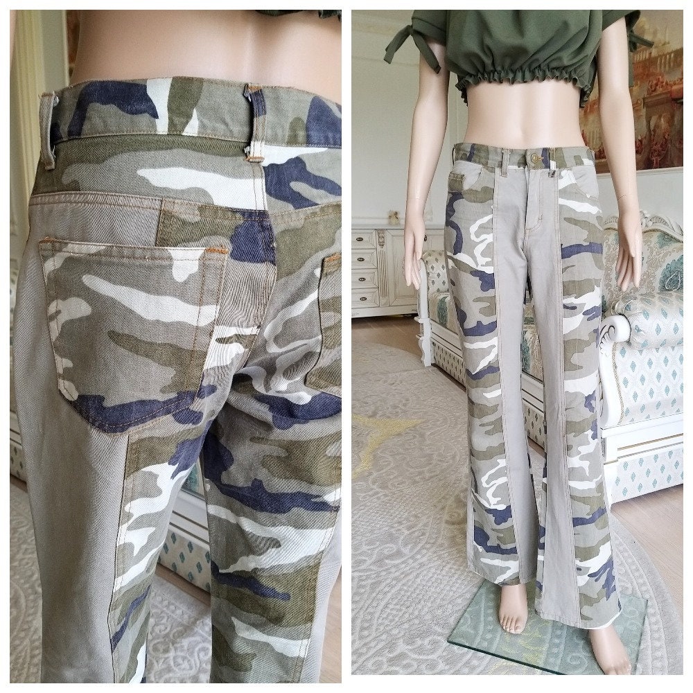 Womens Pants Patchwork Pants Camo Pants Military Pants Camouflage