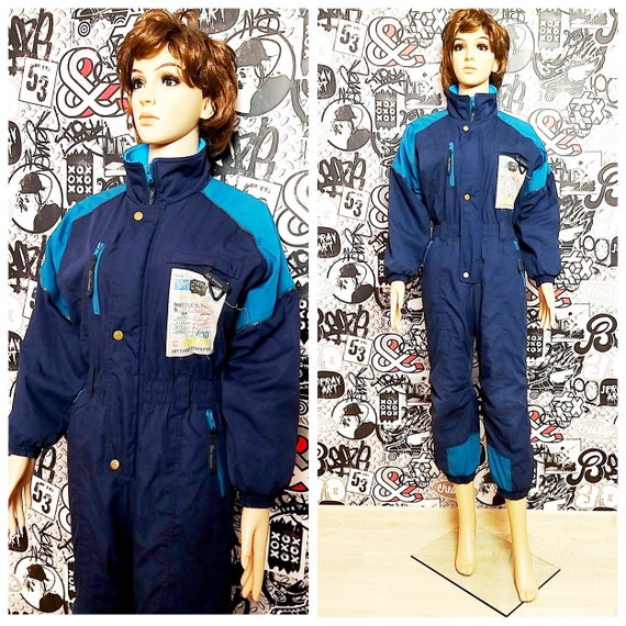 navy blue ski suit Vintage ski Athletic clothing S