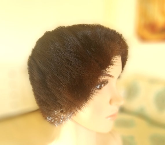Mink Fur Hat brown fur hat winter hat warm hat wi… - image 1