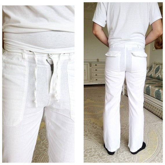 Mens white linen shop beach pants