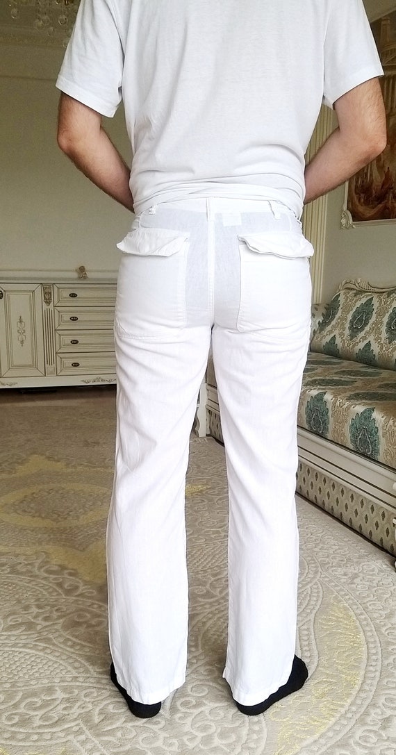 Mens linen Pants Mens White Pants Retro Pants Chi… - image 3