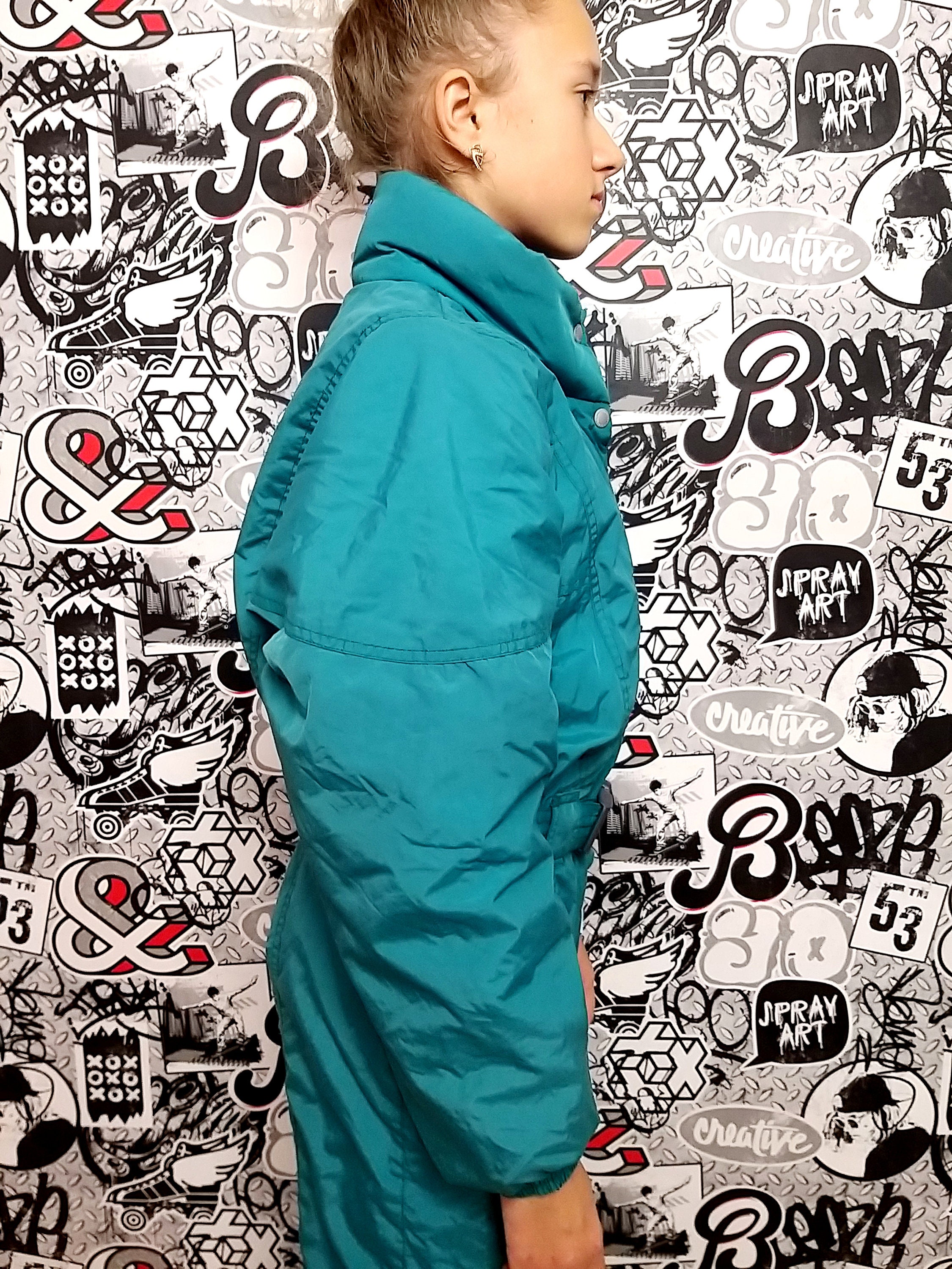 Girl ski suit 90 ski suit mint green ski suit Kids Ski suit Etsy