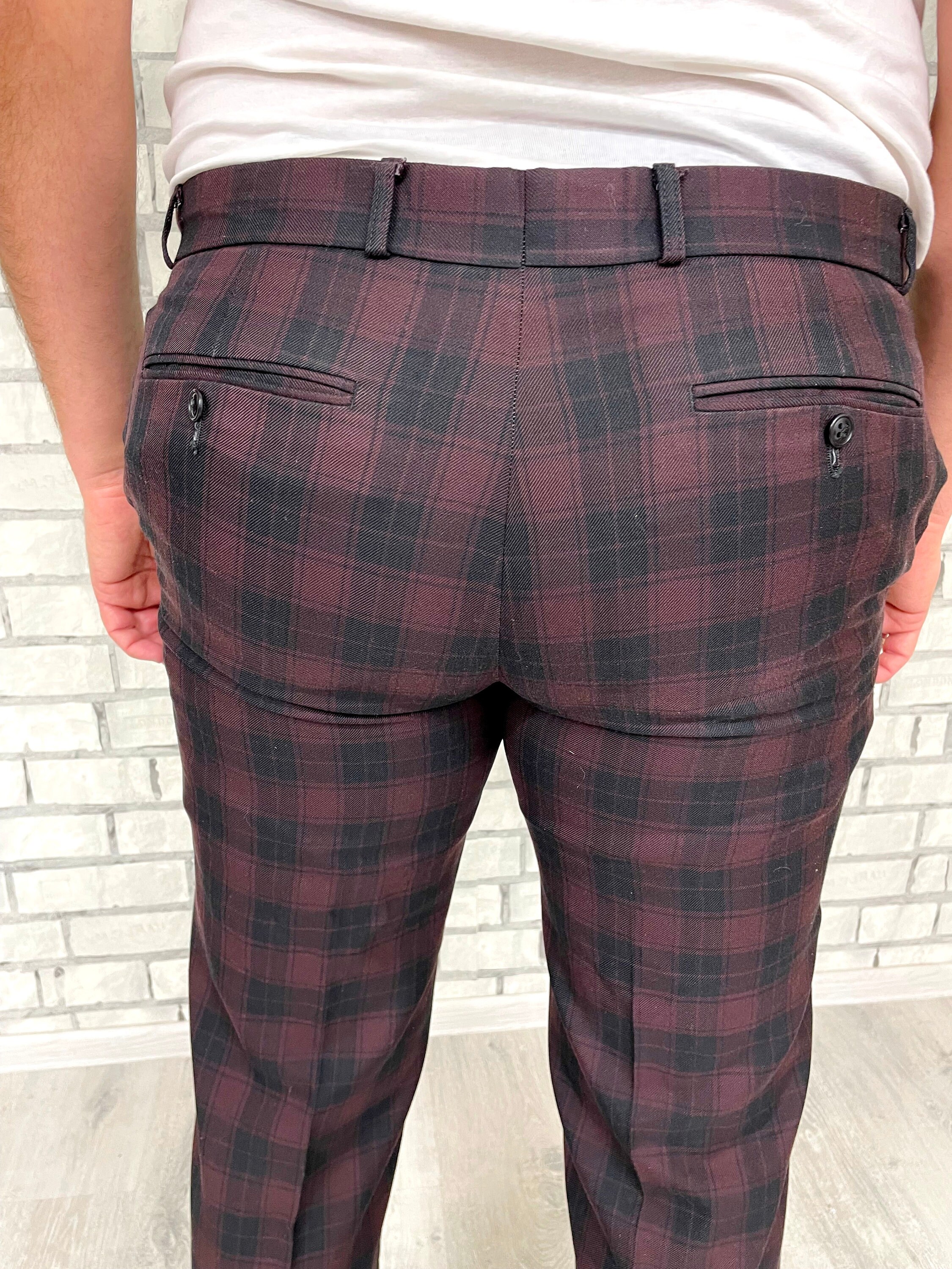 burgundy plaid dress pants Two-Pocket Dress Pant | Bootcut (Burgundy Plaid) main image 0