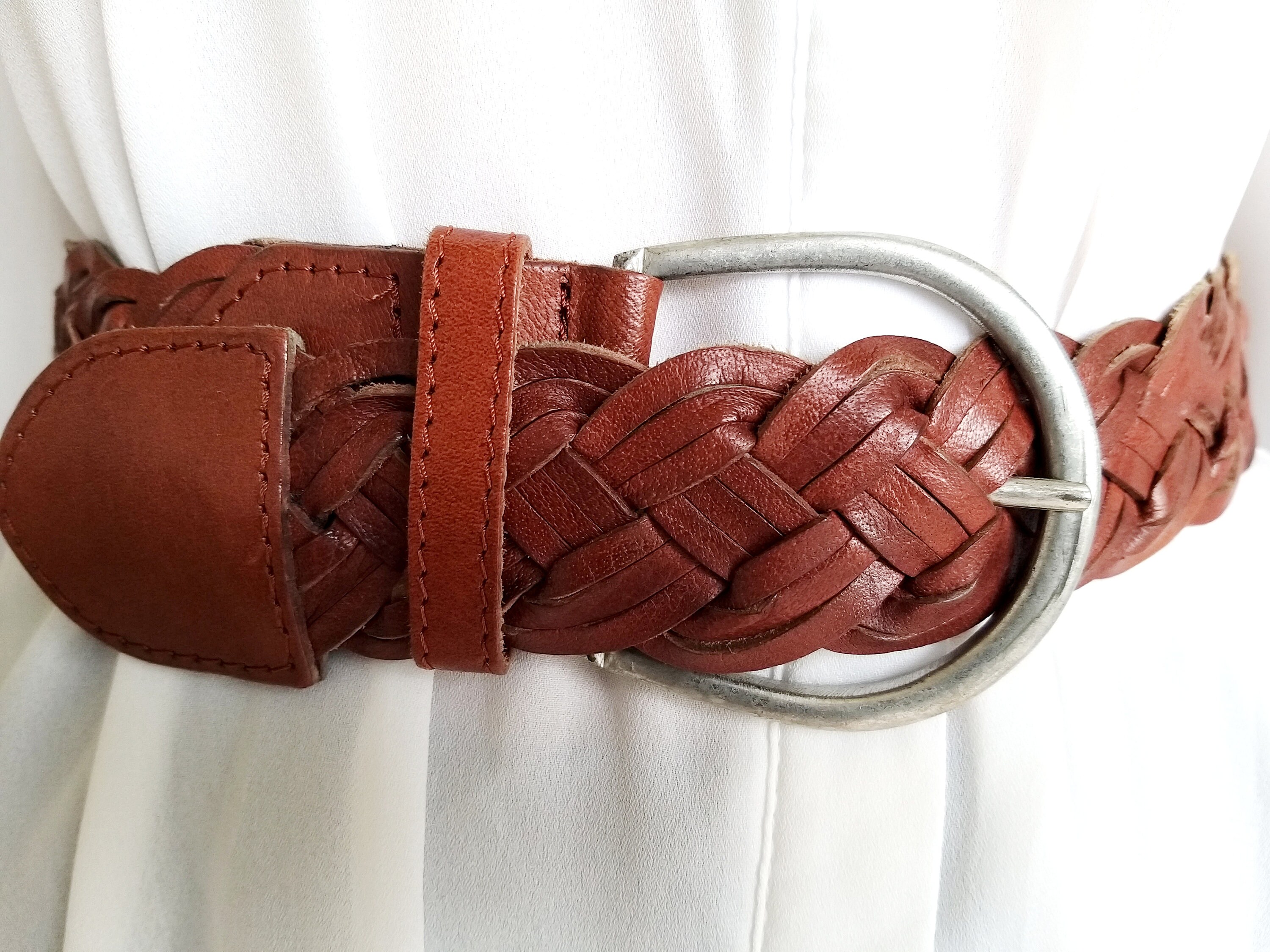 Ceinture En Cuir Vintage Avec Boucle En Forme De Cœur – Taille 75, Largeur Large, Couleur Noir