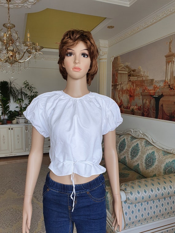 20s womens WHITE Blouse womens blouse Victorian C… - image 1