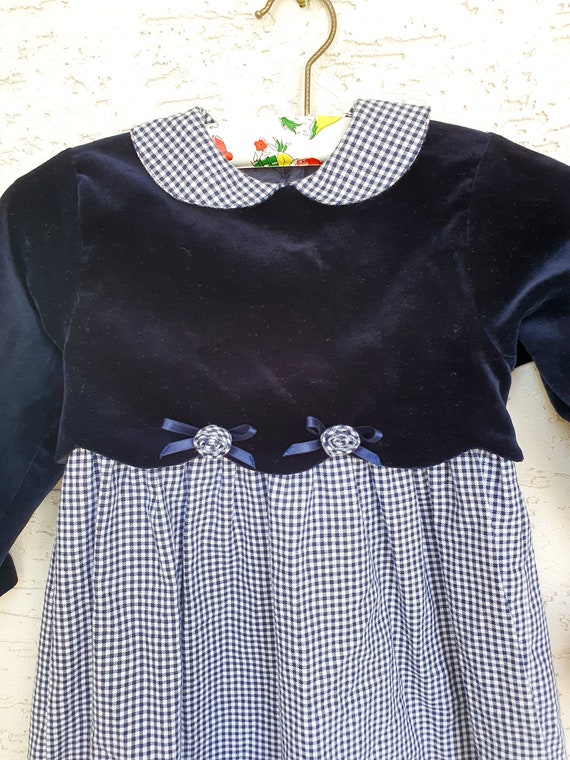 12-18 months Birthday dress navy blue velvet dres… - image 3