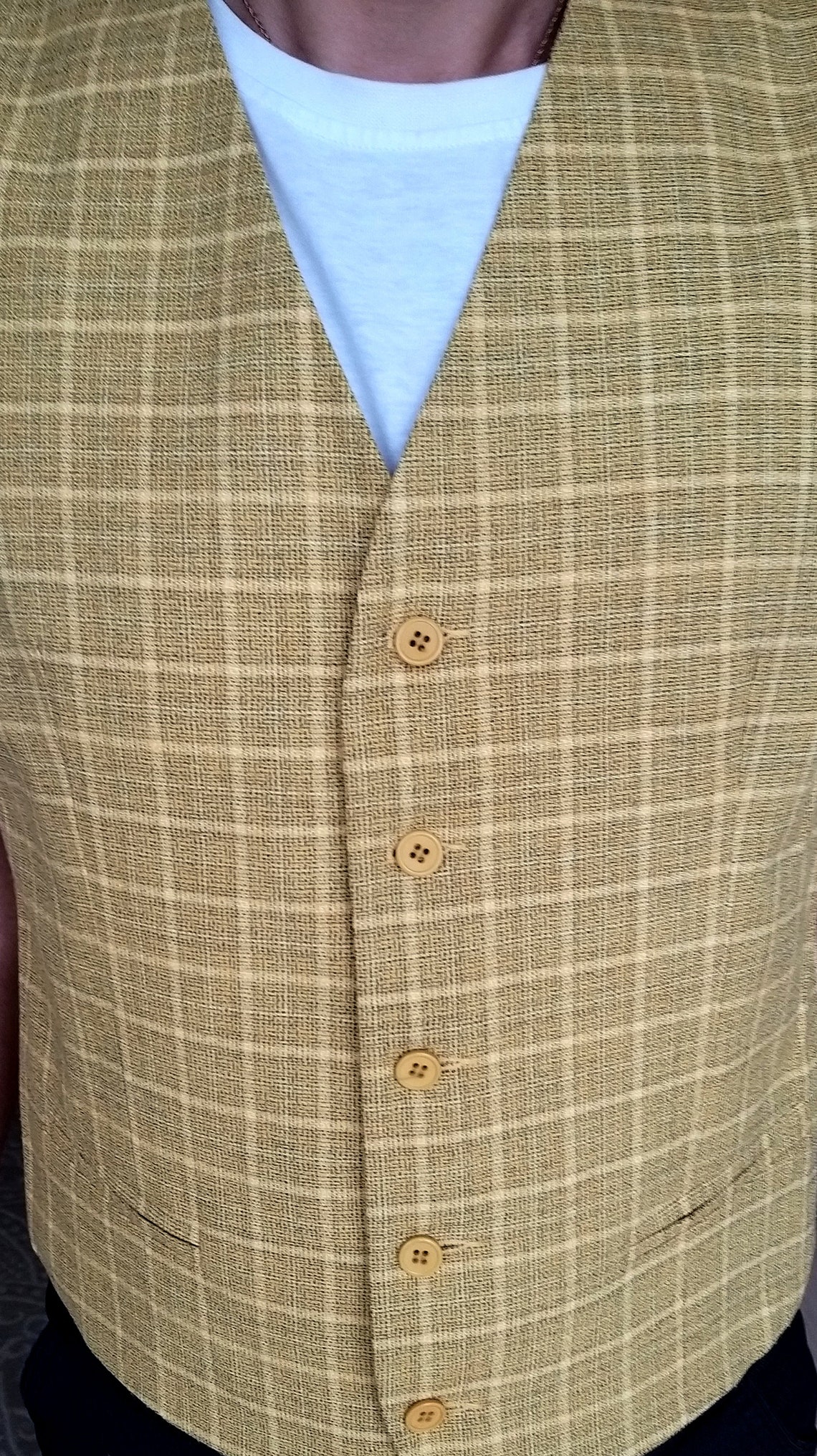 Mustard Vest men waistcoat mens Plaid Vest Mens Vest Vintage Etsy