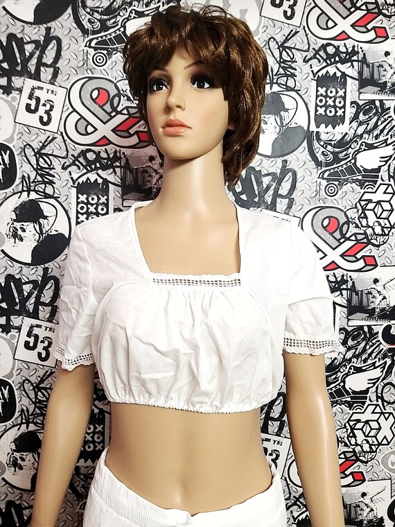 dirndl top Dirndl Blouse Crop Blouse M folk blous