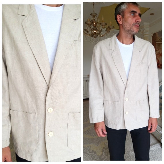 Mens linen Blazer Mens Clothing 80s Mens Blazer Me