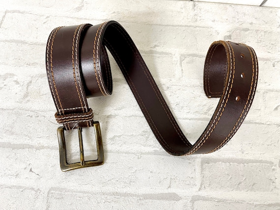 Genuine leather accessories brown leather belt Vi… - image 2