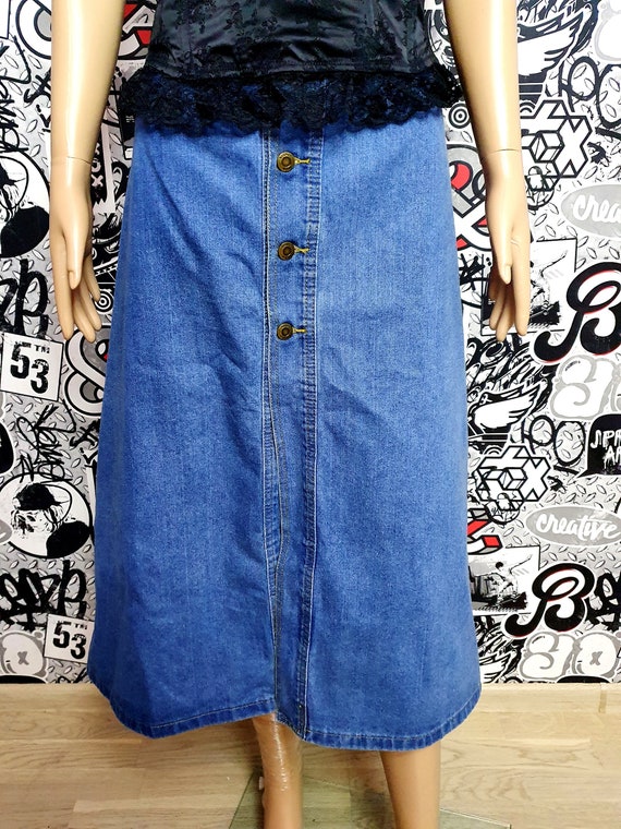 Long blue jean skirts clearance 3xl