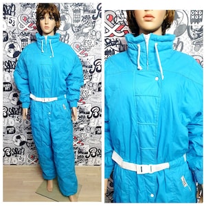 Unisex Adult Clothing Vintage men ski suit blue ski suit Vintage retro ski suit One Piece Ski Suit Skiing Suit Winter Clothing Warm Size XL