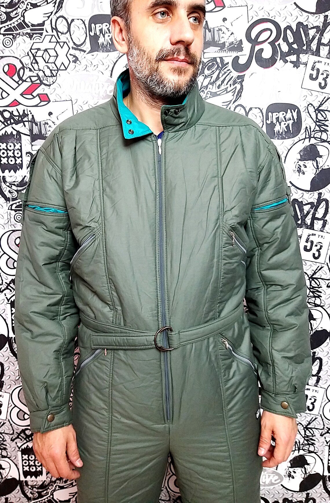 Sportswear Mens Ski Suit Tracksuit Khaki Ski Suit Retro Ski Etsy