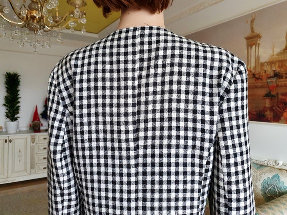 Black and white checkered blazer womens discount