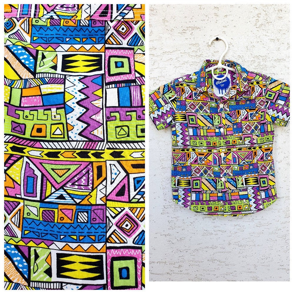3T boys shirt child children shirt Abstract print shirt Summer multicolor shirt beach shirt Button shirts hippie shirts hawaiian aloha shirt