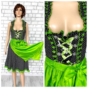 Neon oktoberfest dress M  Polka dot Dirndl Dress Oktoberfest Clothing bavarian dress German Dress Festival Dress Folk Dress