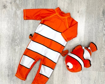 6-9 months baby boy kids Swimsuit kids Swimwear Vintage Finding Nemo Swimsuit Vintage One Piece Bathing Suit Swim Romper